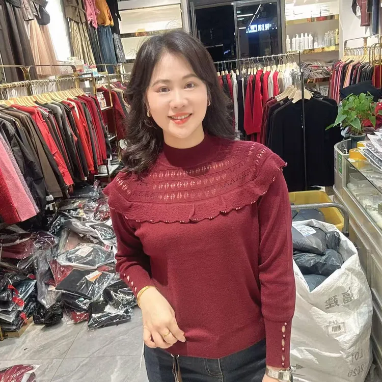 10-7221半高领镂空针织线衣54长