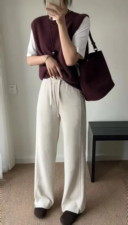 裤子显瘦百搭高腰垂感