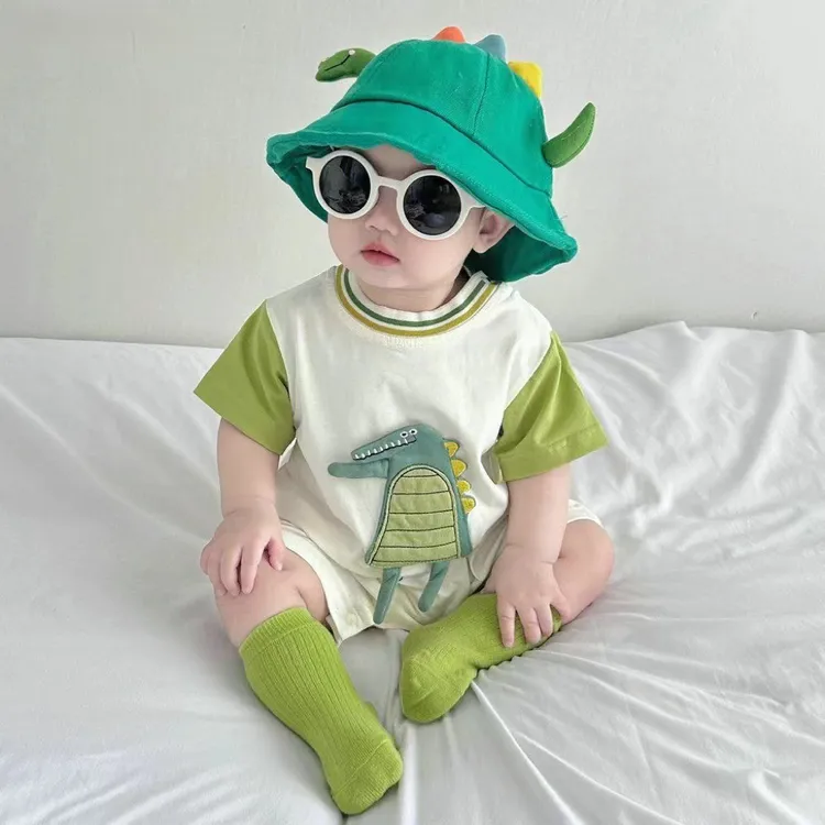 男宝宝衣服夏款卡通新生婴儿连体衣夏装男童短袖哈衣夏季外出爬服