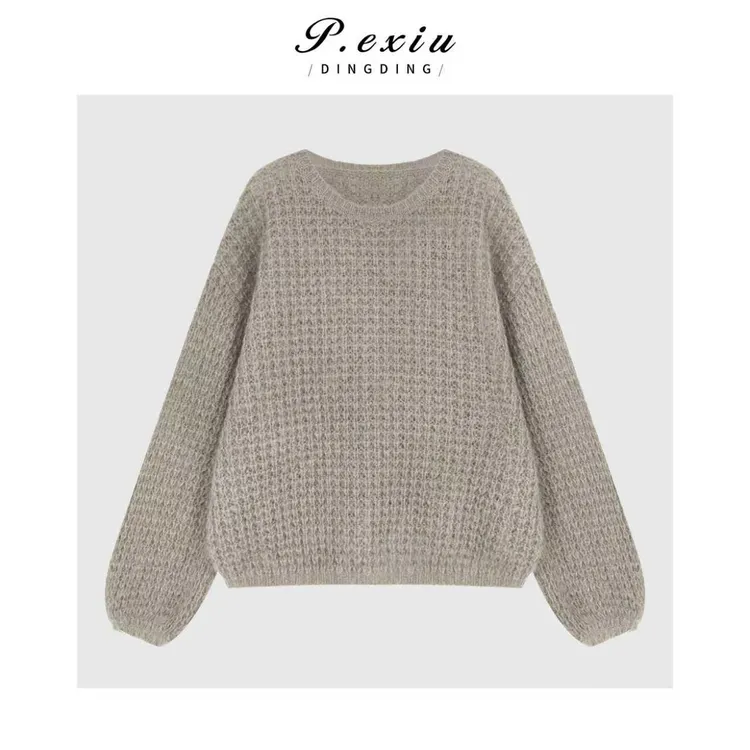 PanYiXiu/潘依绣马海毛羊毛钩花镂空软糯亲肤长袖针织毛衣 Q35741