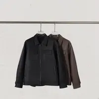 秋季美式复古pu蛋白皮口袋翻领夹克外套男款雷总同款平替商务风