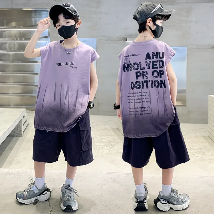 儿童装男童夏装无袖套装2025新款中大童夏季运动速干夏款帅气背心