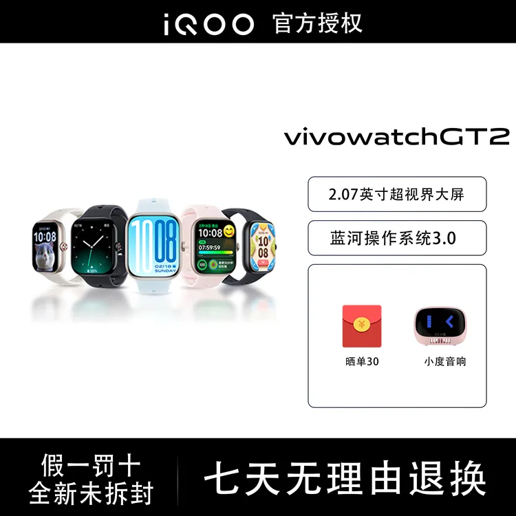 【达人专属】 vivo watch GT2 蓝牙版智能手表多功能手表