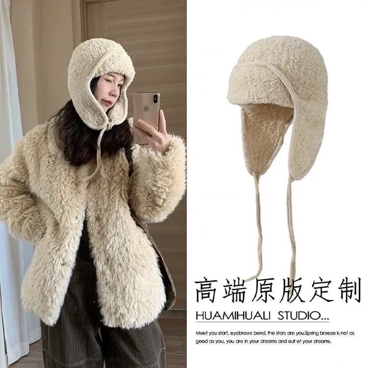 25S 保暖防寒雷锋帽冬季巴拉克拉法帽加厚加绒护耳针织飞行帽子