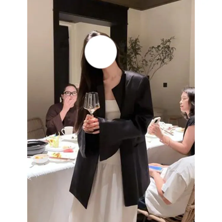 MARIE.COCO轻奢高级感女人味黑色长袖西装外套女秋季连衣裙两件套