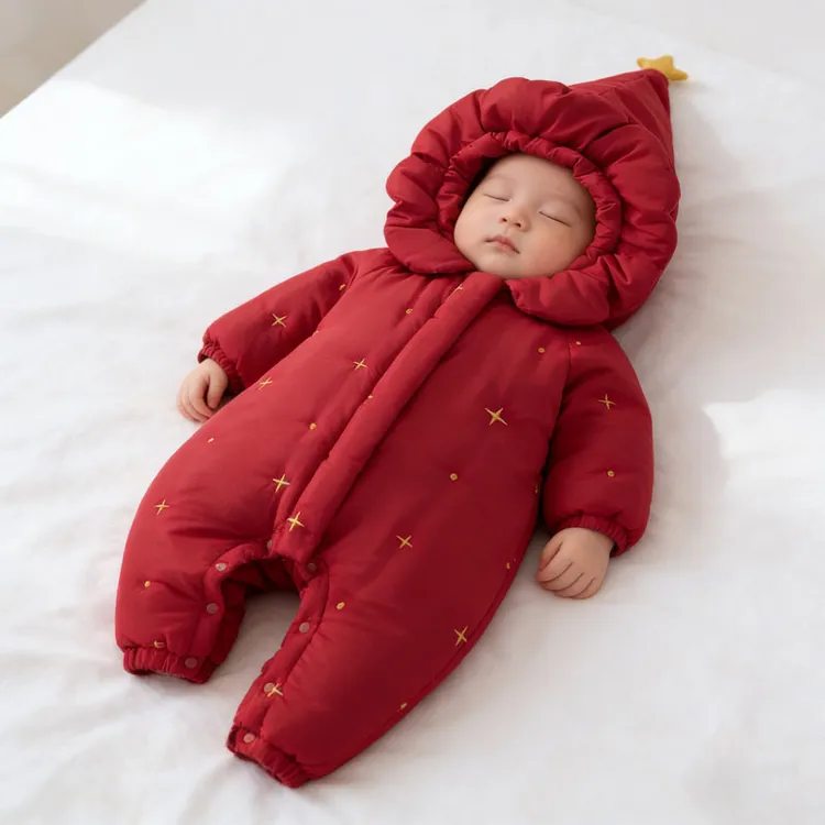 【柒号】婴儿连体衣秋冬季宝宝衣服夹棉保暖加厚棉服外出爬爬服安