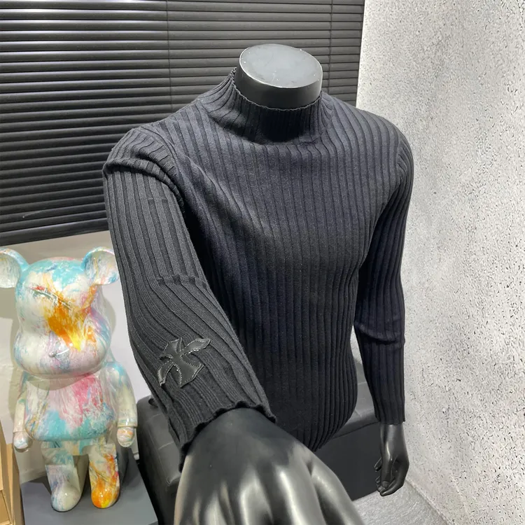 K先生男装店 轻奢老钱风男士半高领针织衫毛衣秋冬季保暖打底衫潮