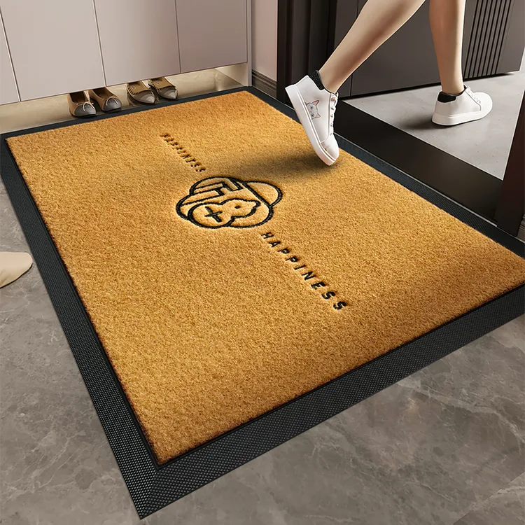 入户门地垫高级感刺绣大门口进门防滑脚垫别墅民宿室外仿椰棕地毯