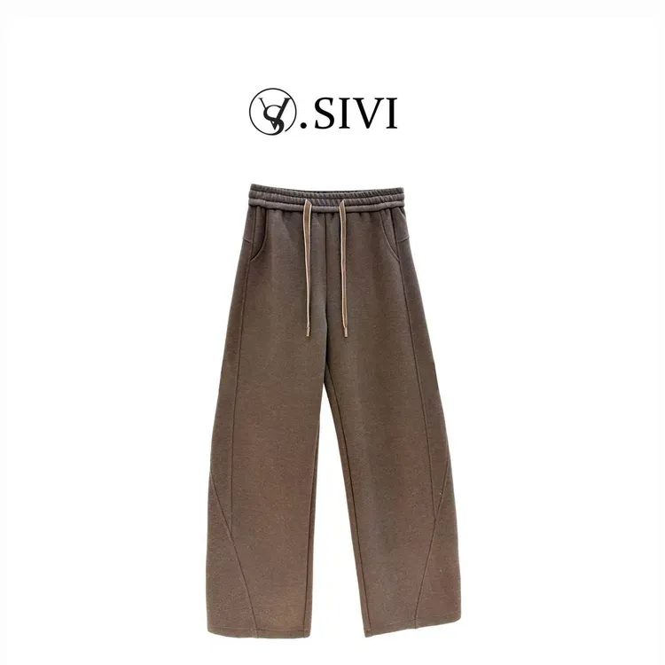 熙薇【漫步云端】2025秋季新款桑-蚕-丝羊毛保暖休闲弯刀裤H5708