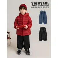 YOEHYAUL/幼悠冬壹波 时髦百搭 柔软 一体绒束脚牛仔裤 N4521