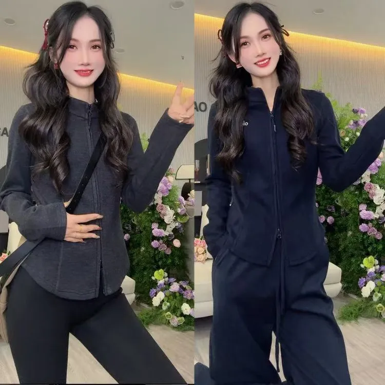 队队定制~【晨跑计划】2685刺绣加绒加厚长袖上衣修身瑜伽服