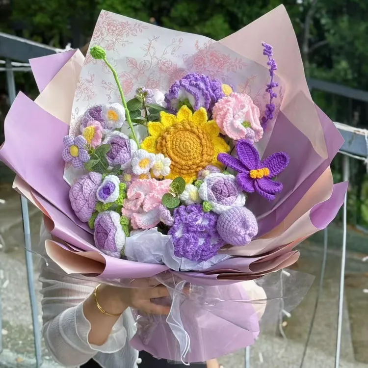【不负韶华】郁金香手工毛线送同事妈妈老师高考成人礼花束礼物 A71