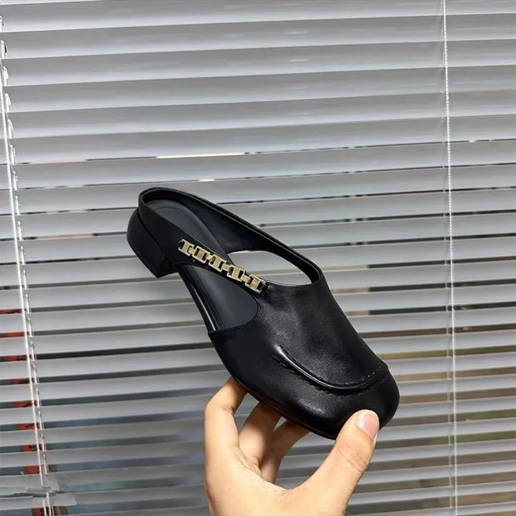 羊皮版软底包头半拖鞋女款2025新款爆款懒人穆勒鞋凉拖鞋女鞋外穿