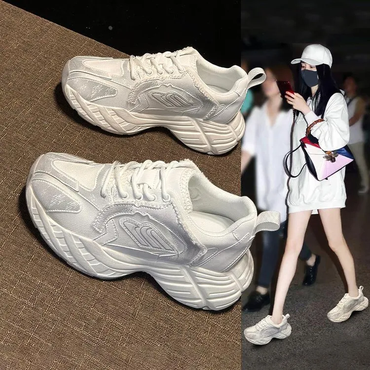 【CUFK&专柜品质】厚底增高老爹鞋女2025夏季薄款网面透气显脚小