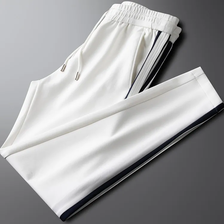 尼皮怀恩轻奢秋季高级感直筒休闲裤男修身潮流撞色两条杠运动卫裤