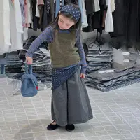 【安安家】女童套装秋装针织马甲条纹打底衫屁帘阔腿裤四件套R25495