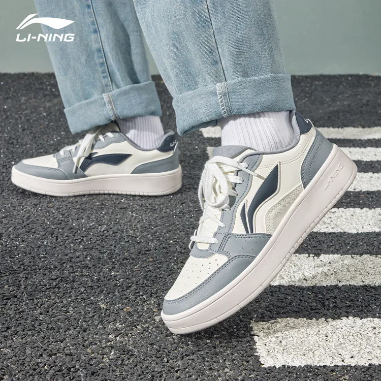 李宁元宝板鞋男鞋2025新款灰色经典复古风休闲鞋子软弹轻便运动鞋
