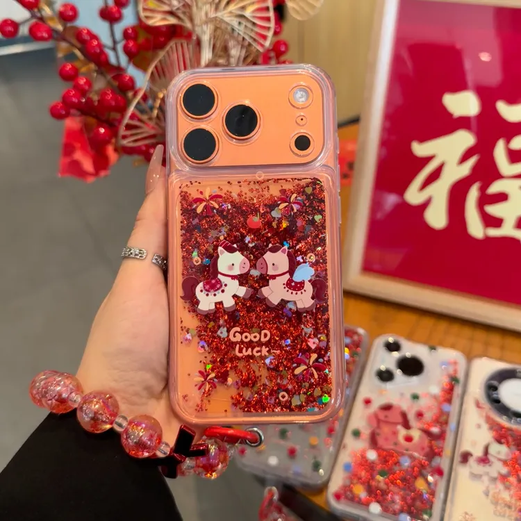 欧克里里彩色小马珠链适用苹果17/16流沙手机壳华为vivoppo小米15