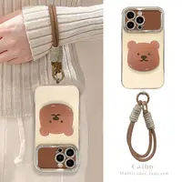 小熊支架适用苹果17华为vivo/oppo小米iPhone16pro电镀视窗手机壳