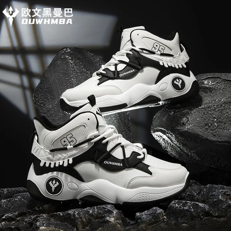 欧文黑曼巴中帮防滑透气青少年有声篮球鞋秋冬棉鞋潮流秋季男鞋