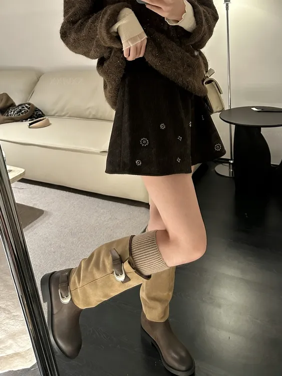 韩国东大门秋季新款休闲风简约复古小众时尚通勤垂感百搭半身短裙