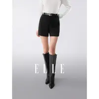 ELLE女装灯芯绒休闲短裤2025冬季新款腰带通勤显瘦直筒裤EK53006