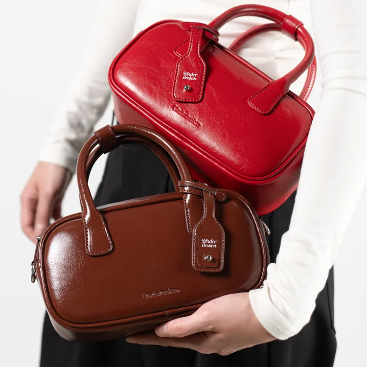 UnderbrokenUDBK复古波士顿包手提小拎包单肩斜挎红色保龄球包