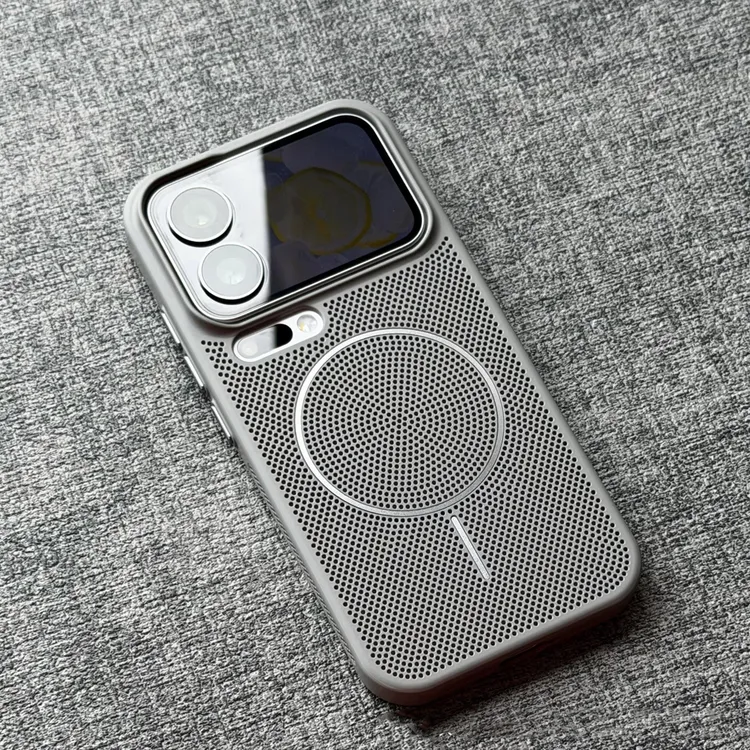 超薄散热适用小米17Promax手机壳细圈磁吸15简约14蜂窝网孔保护壳
