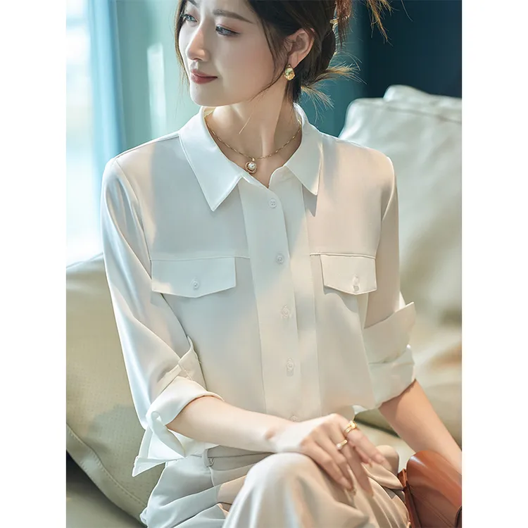 通勤风长袖衬衫女气质高级感洋气百搭衬衣简约大气设计感轻奢上衣