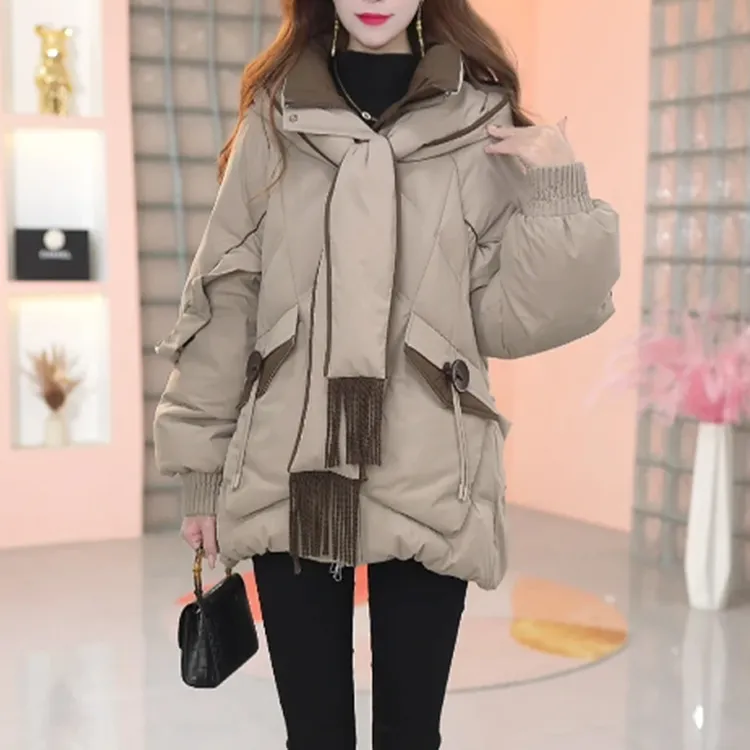 显白气质欧版棉服外套女冬季新款大码宽松慵懒时尚棉衣袄子2025