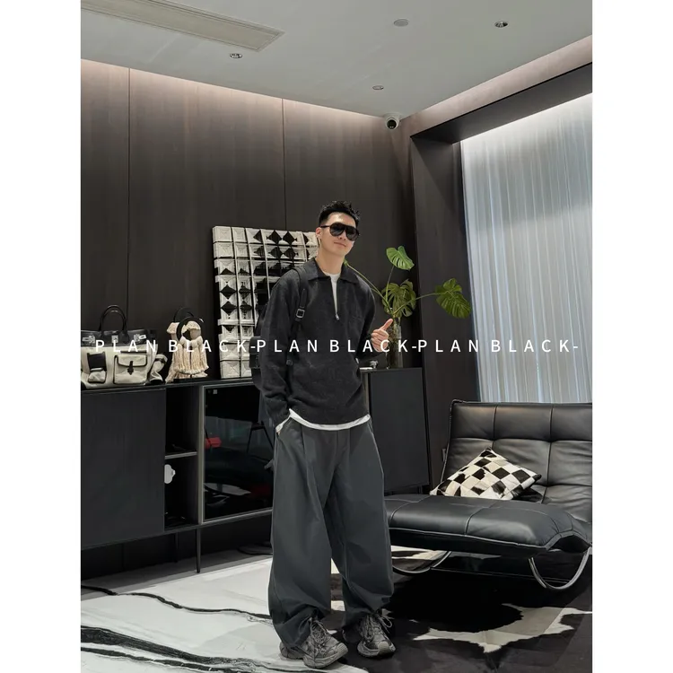 RICH陈发财【钱风/半拉链毛衣】复古小翻领！简单且高级针织毛衣8097