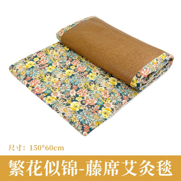 藤席艾灸毯凉席亚麻艾灸垫子艾绒全身艾灸夏季艾绒垫
