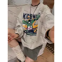 XMM.【做旧卡通卷边卫衣】时尚百搭潮流显瘦休闲洋气宽松秋季-G7959