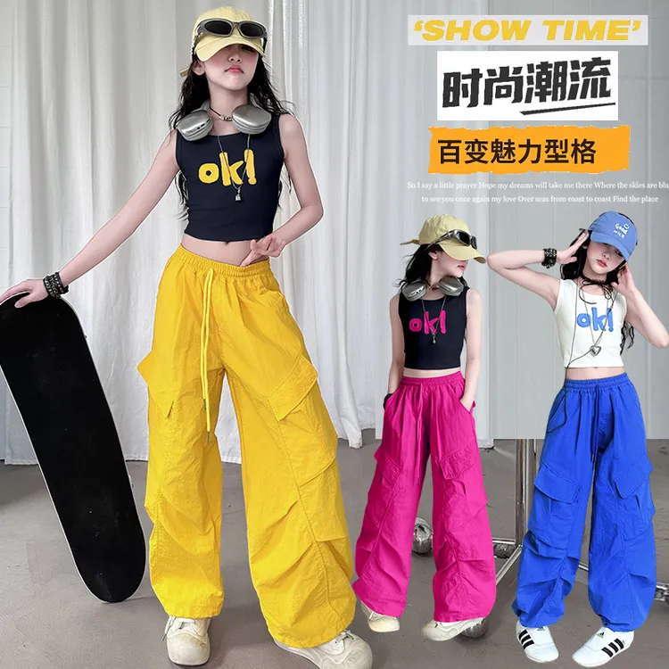 女童休闲套装2025新款夏季儿童洋气时髦工装裤无袖T恤时髦两件套