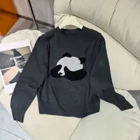 【天丝羊毛】熊猫提花刺绣秋冬长袖上衣套头毛衣时尚百搭打底针织衫