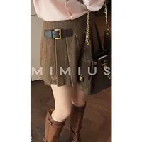 【mimius】U 露思同款羊毛格纹刺绣百褶裙裤 G09278