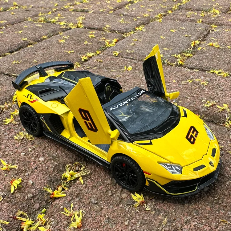 建元1/32兰博SVJ63合金汽车模型可敞篷回力声光玩具跑车仿真大牛