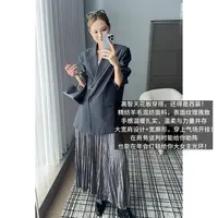 美洋MEIYANG 大大西装 意式格雷不对称排扣通勤休闲西服外套-周一