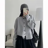 设计感圆领针织开衫女2025新款秋冬宽松高级感慵懒风毛衣短款上衣