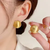 合金耳饰 拉丝半圆球耳钉