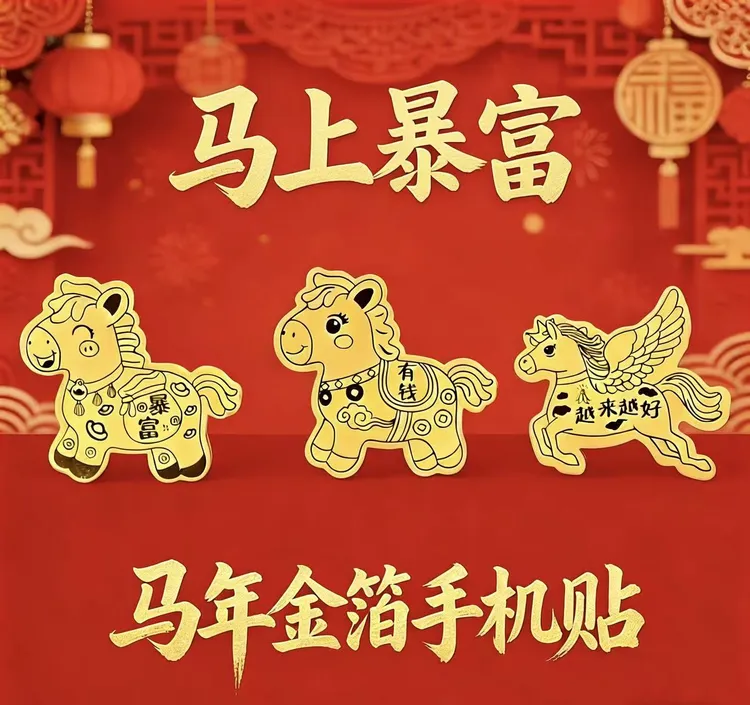 26年马年马上暴富寓意手机贴马上有钱寓意手机贴马年手机贴