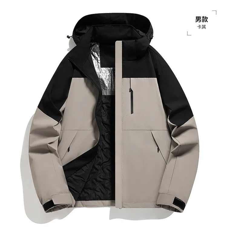 加厚保暖防风防水户外冲锋衣男连帽厚款棉衣情侣徒步登山通用潮牌