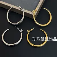 铜合金锆石耳饰 （一棵锆C圈耳圈）时尚简约个性欧美风光面