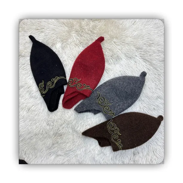 美雅家原创走秀款羊毛祥云刺绣五种戴法大云朵护耳贝雷帽个性保暖