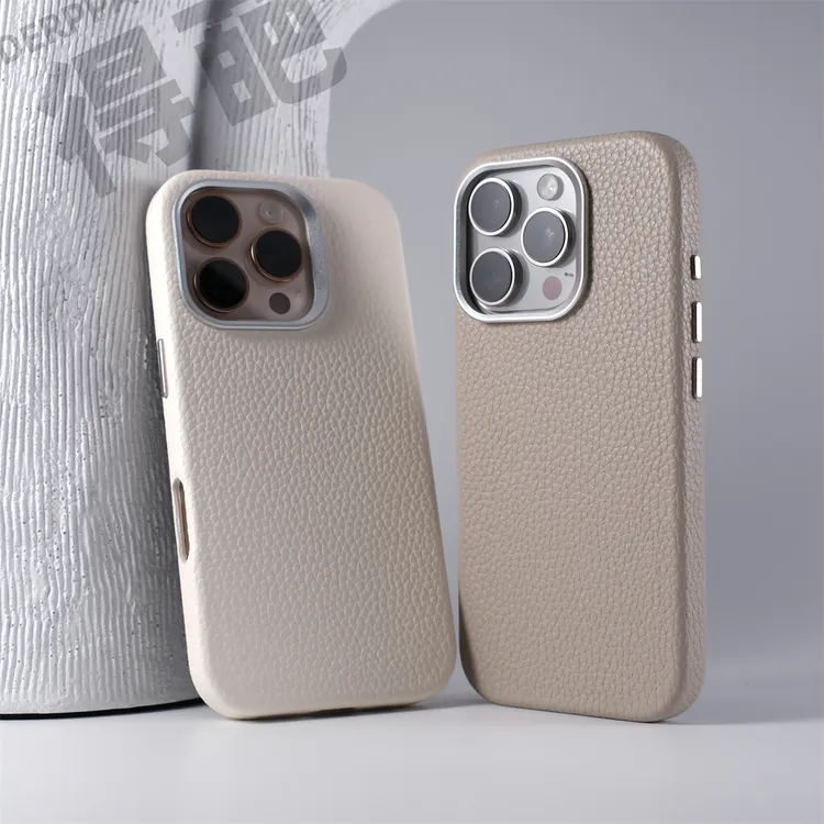 得葩高级荔枝纹理素皮苹果16promax磁吸手机壳iPhone15防摔14/13