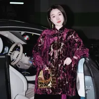 神秘紫鸢！进口丝绒织金植绒烧花新中式上衣！GZ5448