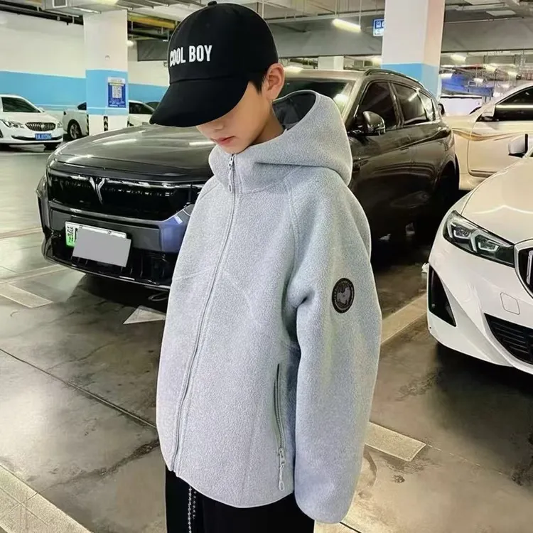 男童摇粒绒外套2025冬季新款儿童洋气冬装加绒加厚男孩秋冬上衣