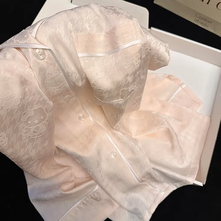 可爱kitty猫睡衣女款夏季2025新款冰丝短袖甜美高级感夏天家居服