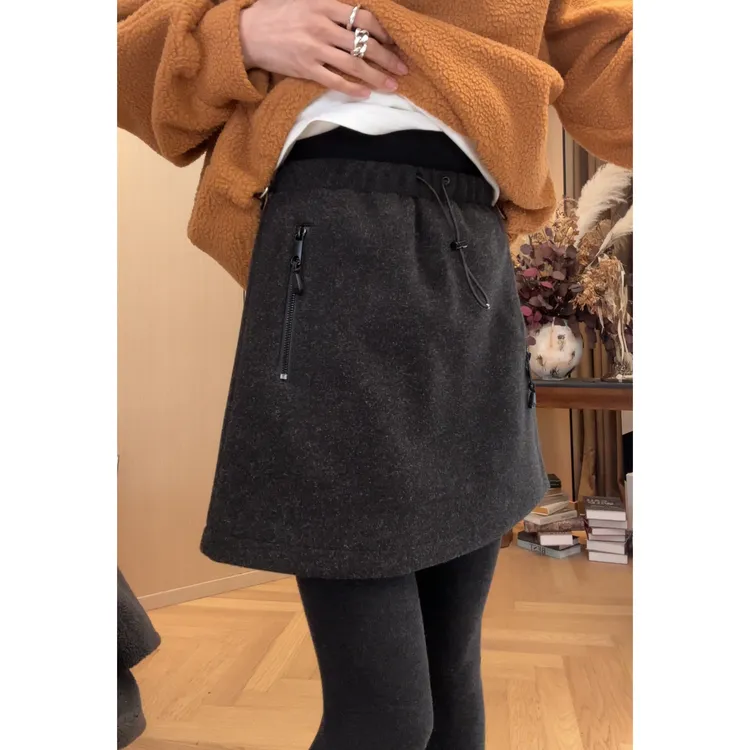 小静静一会【拉链口袋休闲半裙】2025秋冬新款百搭半身裙 2511C8409
