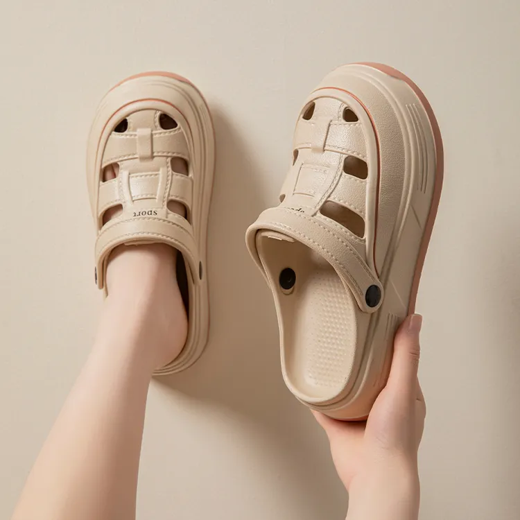 2025新款夏季休闲透气eva包头沙滩洞洞鞋厚底外穿防滑女款凉拖鞋